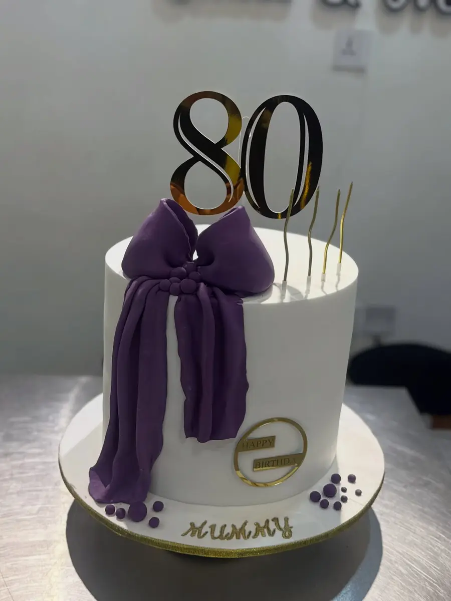 Purple 80th birthday cake